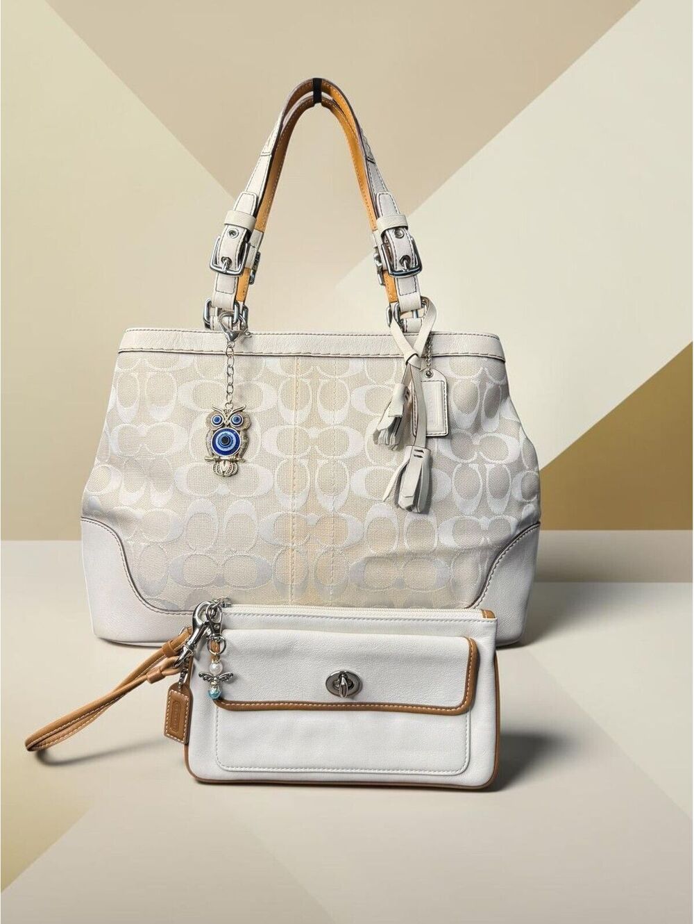 Coach Vintage Hamptons Monogram Satchel & Legacy Leather Wristlet Set